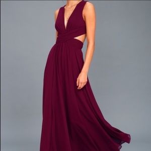 Lulus Vivid Imagination Wine Gown